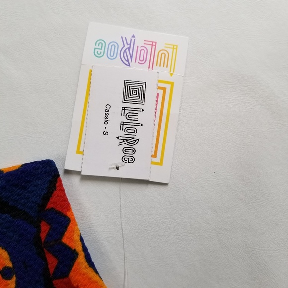 LULAROE Cassie Blue Orange Pencil Skirt Size Small - Picture 5 of 7